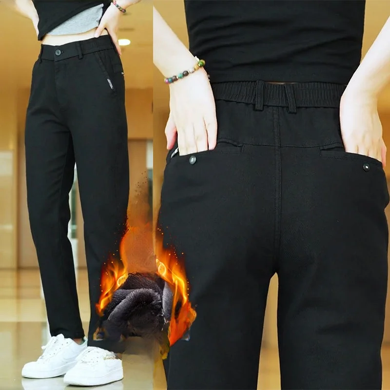 

Thiened Fce Men's Casual Pants Faionable Korean Sle Slimming Busin Casual Long Trousers Autumn Winter Straight Leg