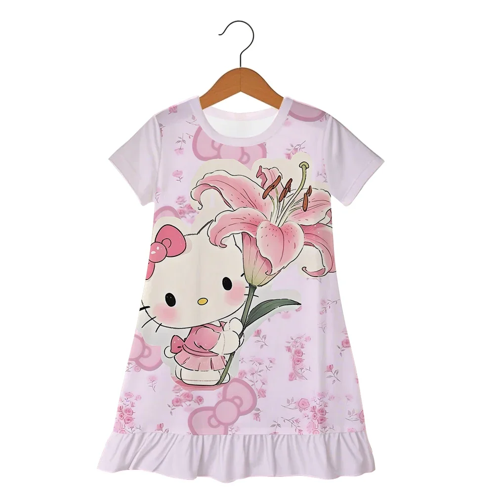 

Платье для девочек, модная повседневная летняя юбка Hello Kitty для детей 3-6 лет, пижамы для детей