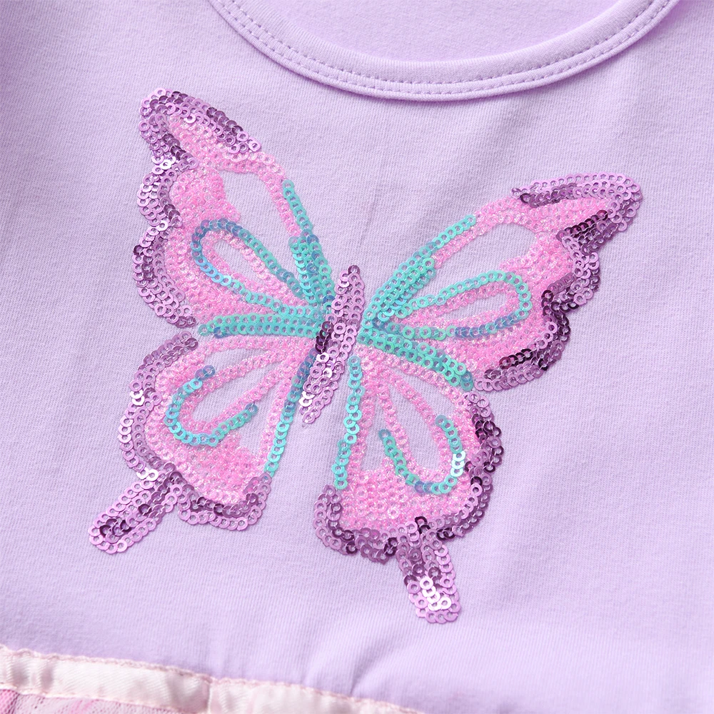 DXTON التدرج تول الأميرة بنات فساتين الفراشات المطبوعة حديقة منزل ملابس الحفلات الأطفال الخريف الزي فستان أطفال #3