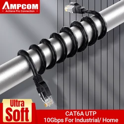 AMPCOM Ultra-Flexible Network Cable, CAT 6A Ultra-Soft 10Gbps RJ45 Cat6a Ethernet LAN Cable RJ45 High-Speed for Router Modem PC