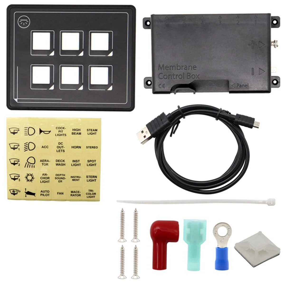 6-Bit Bluetooth Switch Panel, Push Button Switch Auxiliary Panel, Touch Type Backlit Membrane Control Switch Box