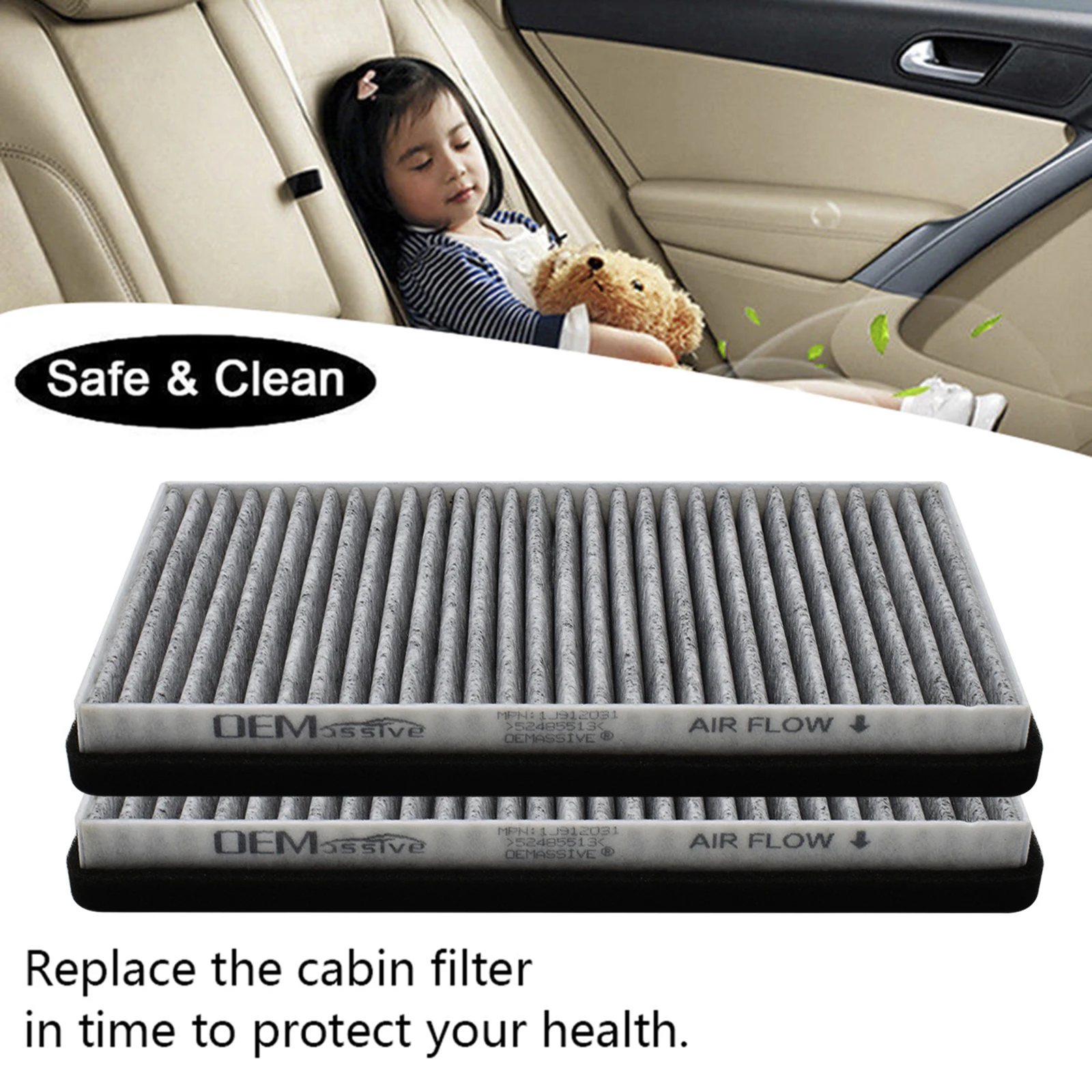 2PCS Pollen Cabin Air Filter 52485513 For Chevrolet Silverado Tahoe Suburban GMC Sierra 1500 2500 3500 Yukon XL 2000 2001 2002