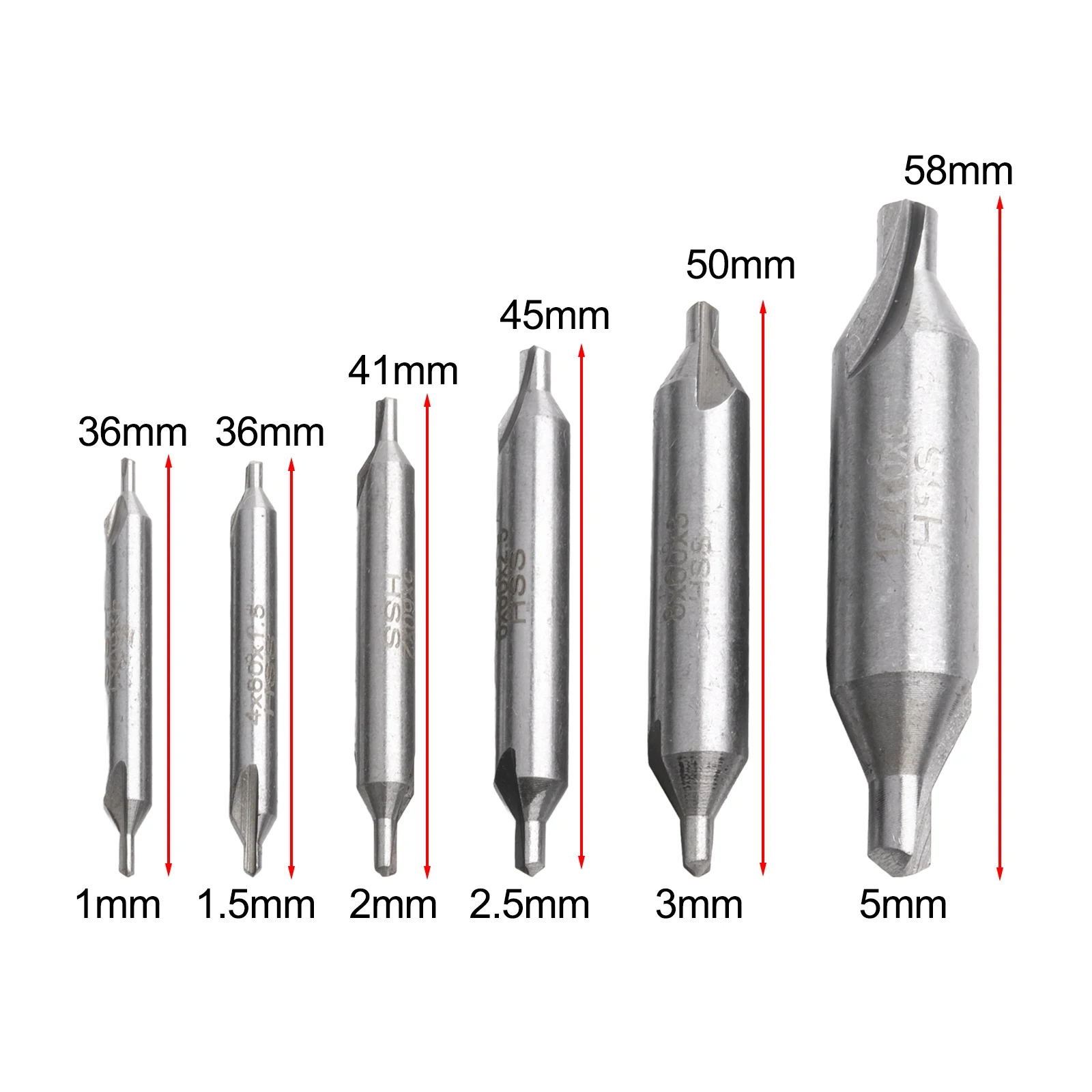 

60-Degree Angle Center Drill Bits Lathe Work Metalworking Tough Material Accurate Center Holes High Speed Steel