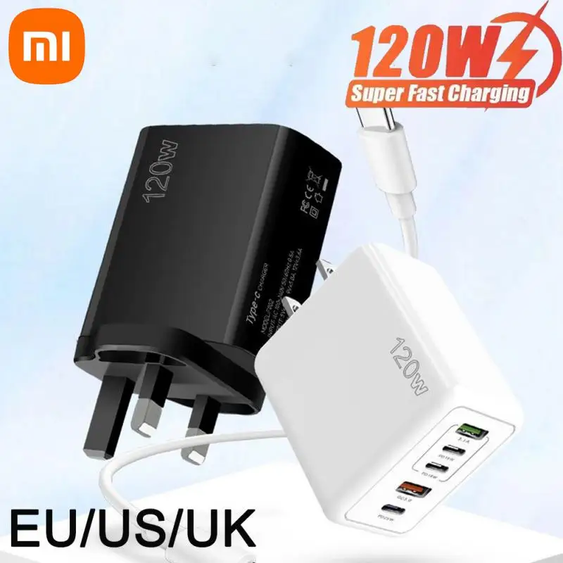 Xiaomi 120W 3.0 USB Fast Charger Type C Quick Charge Charger PD USB Charger 5 Ports Fast Charging Adapter For iPhone Samsung