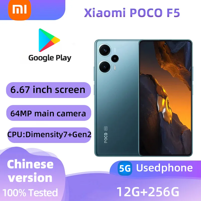 Xiaomi POCO F5  5G SmartPhone CPU Snapdragon 7+ Gen 2  Battery capacity 5000mAh 64MP Camera original used phone