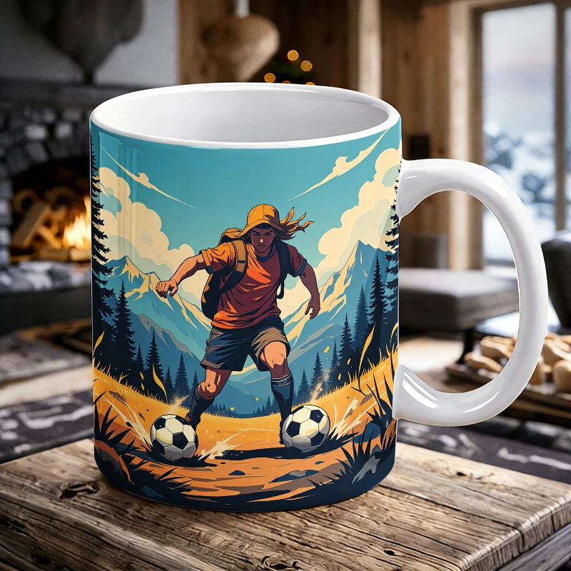 

Soccer Adventure in the Mountains Mug Coffee Cup Ceramic Cup with a bottle opener function of 2026 Major Football Event
