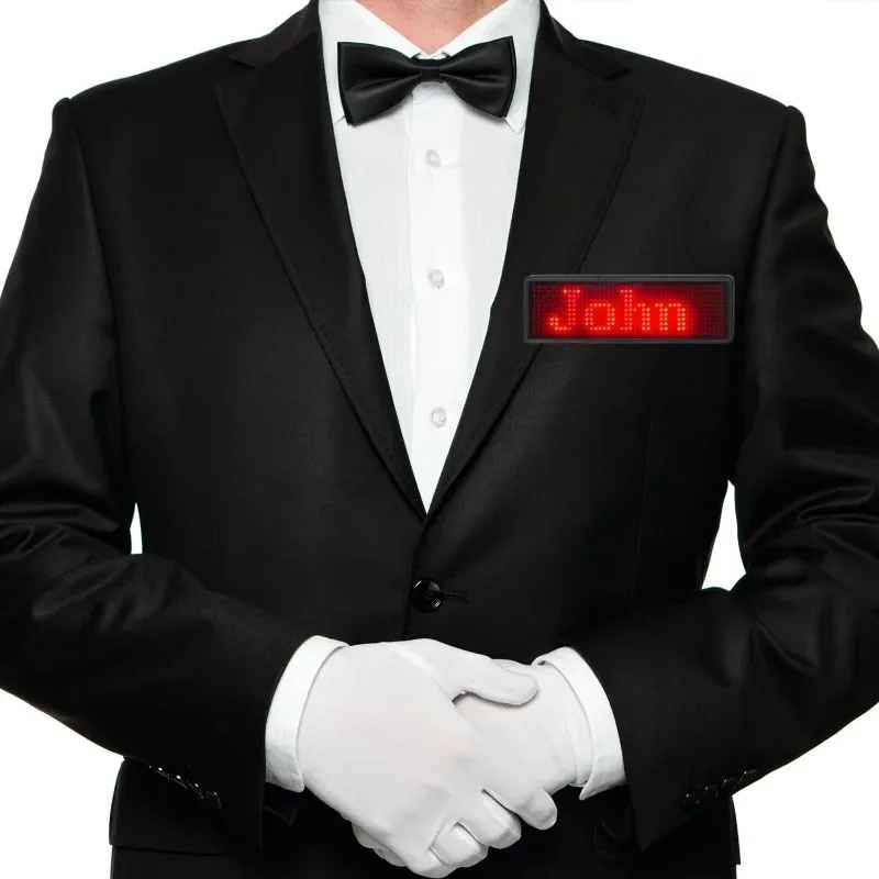 Smart Bluetooth LED Name Badge Rechargeable Programmable Digital Display for Business Event Retail Restaurant