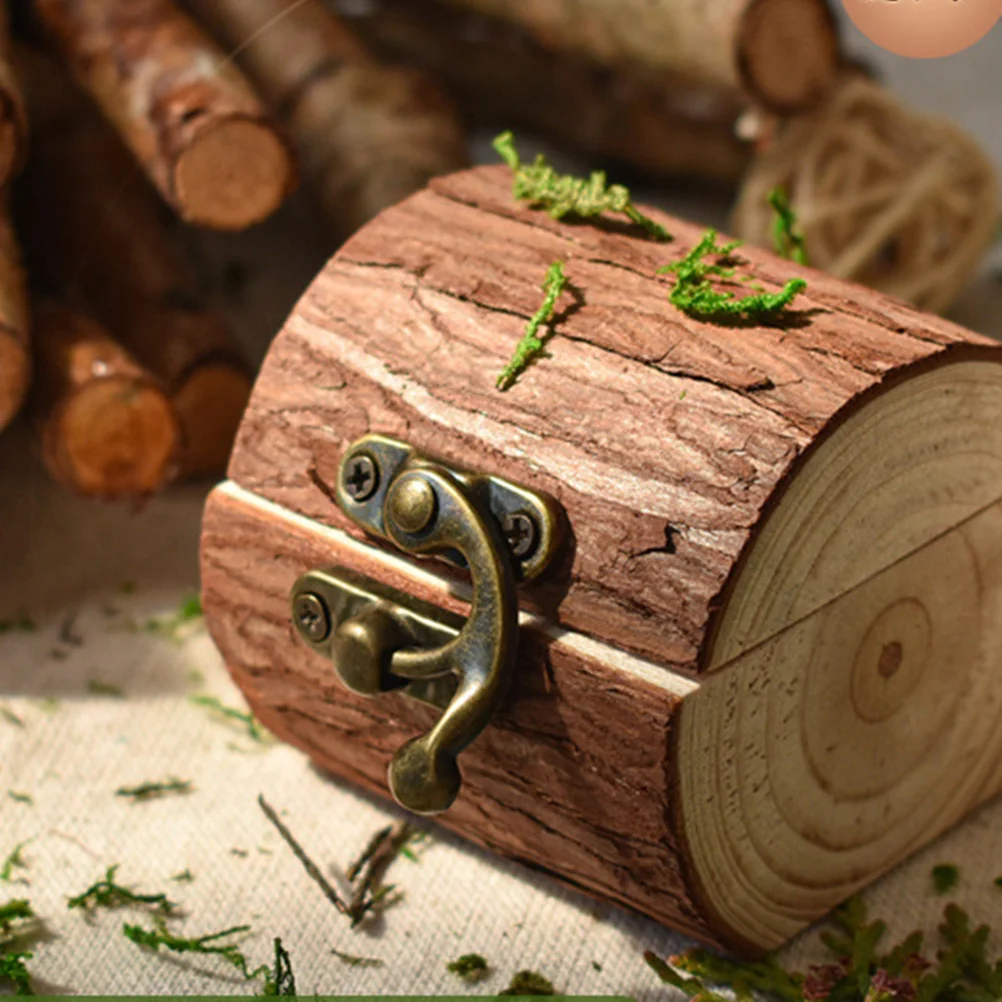 Wooden Ring Box Light Brown Durable Simple Lockable Wedding Ring Storage Box Jewelry Organizer Case Jewelry Holder