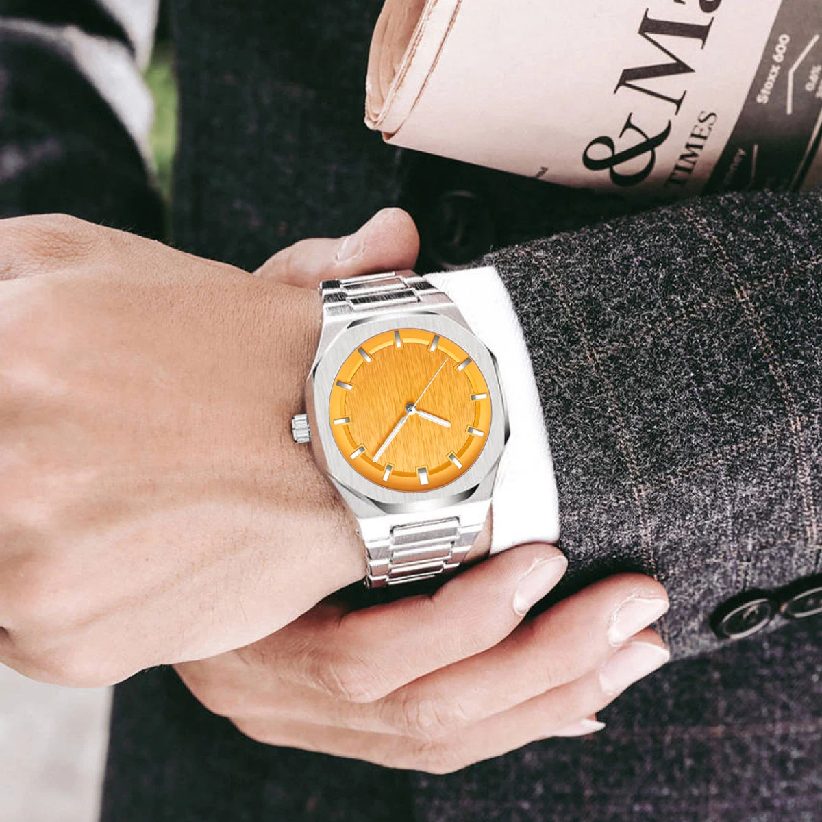 Wholesale Men Fashion Watch Stainless Streel Urtra Thin Business Wristwatch Quartz Waterproof Reloj Hombre Gift Clock