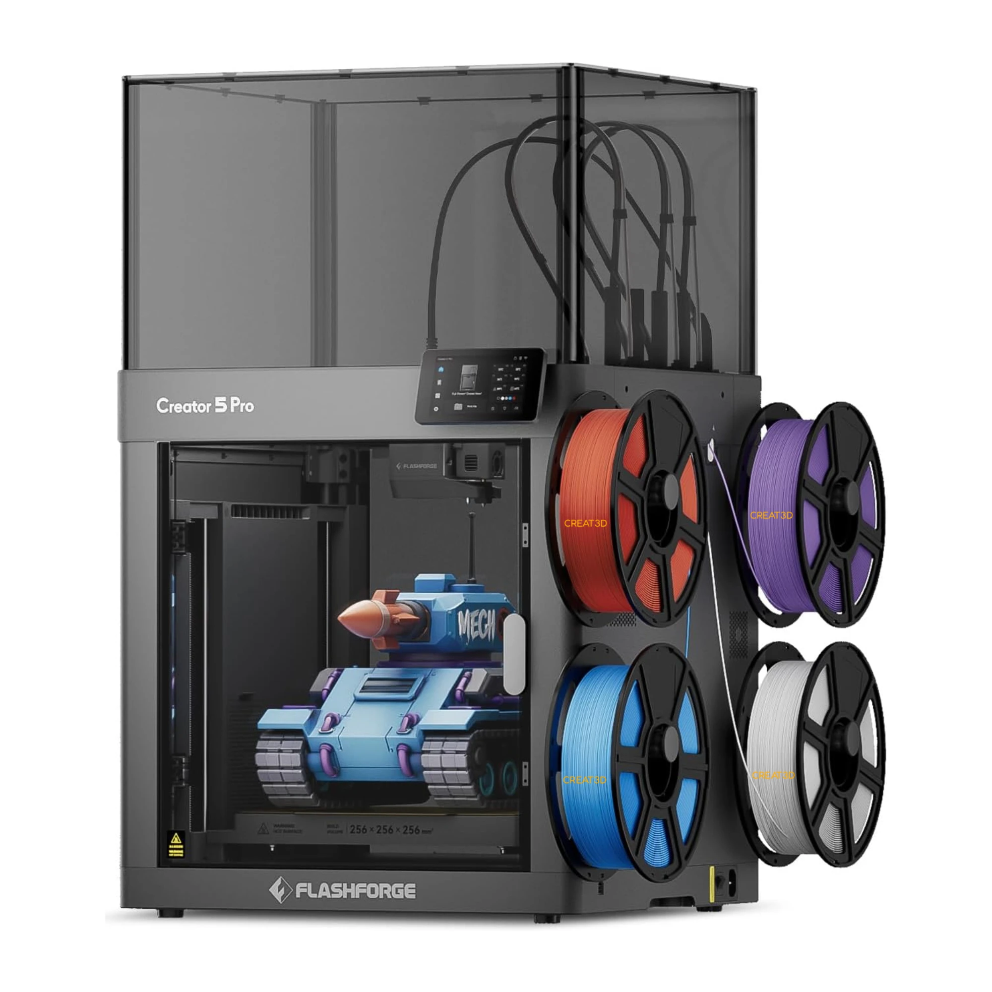Flashforge Creator-5 Pro High Speed 3D Printer Four Toolhead Enclosed CoreXY Enclosed Multi-color FDM 3D Printer
