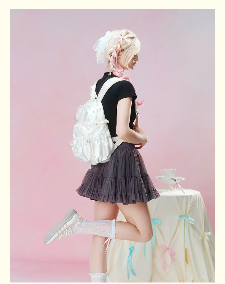 bow backpack, girl baby bag, multi-functional removable backpack.