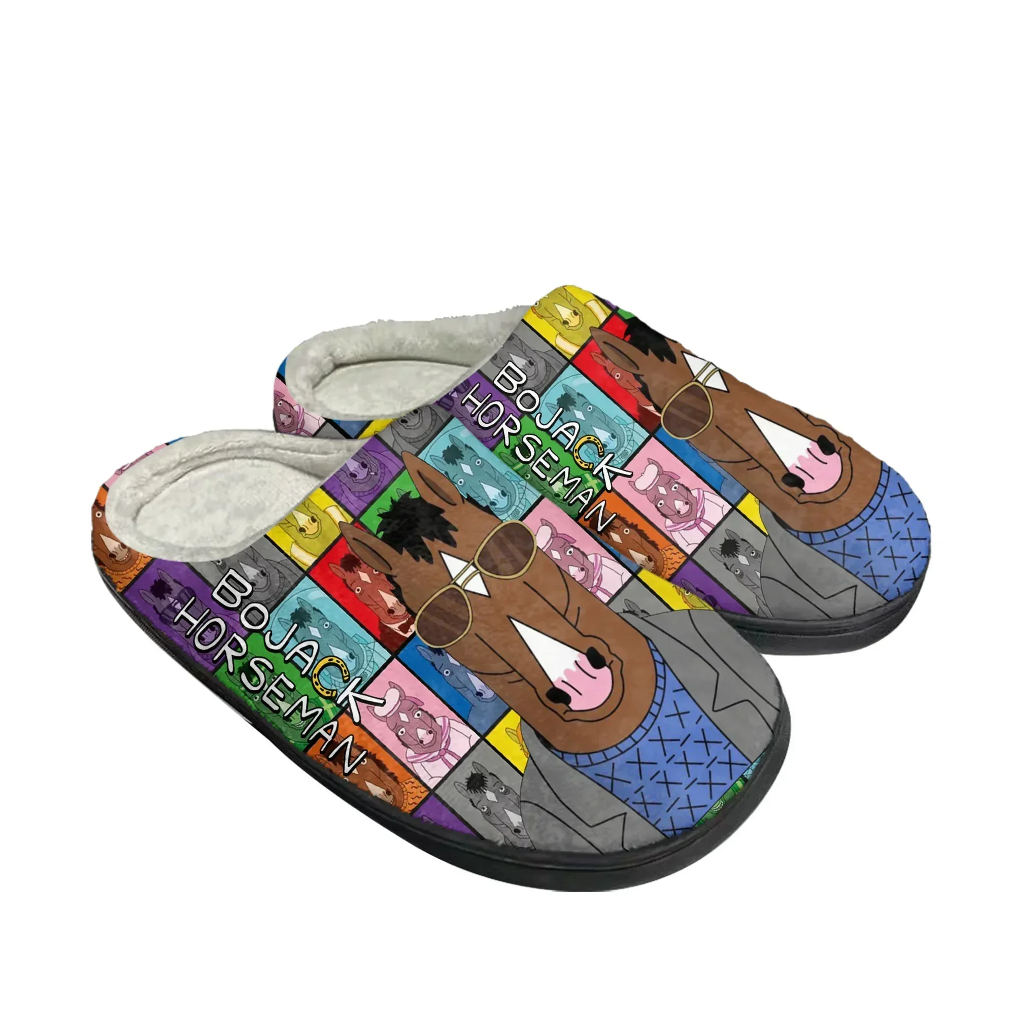 

Horse Man Home Cotton Slippers Mens Womens BoJack Plush Bedroom Casual Keep Warm Shoes Anime Custom Thermal Indoor Slipper