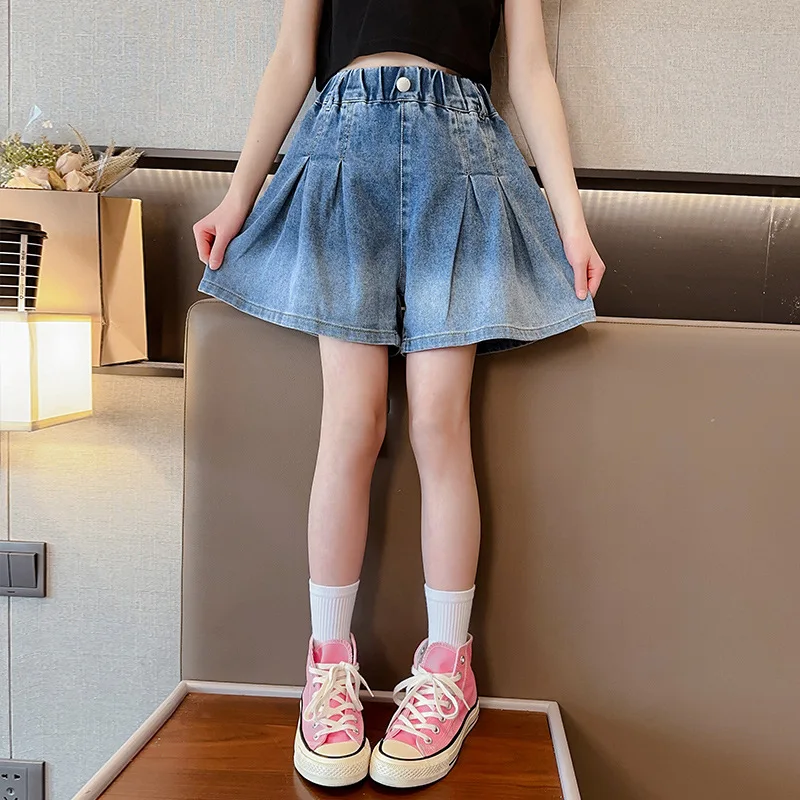 Girls' Gradual Change of Color Shorts Summer New Korean Children's Jeans Culottes Children's Pants All-match Casual