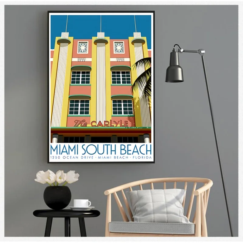 Vintage Beach Graffiti Wall Art Florida Miami Beach USA Travel Posters And Prints Living Room Bedroom Decor Gifts