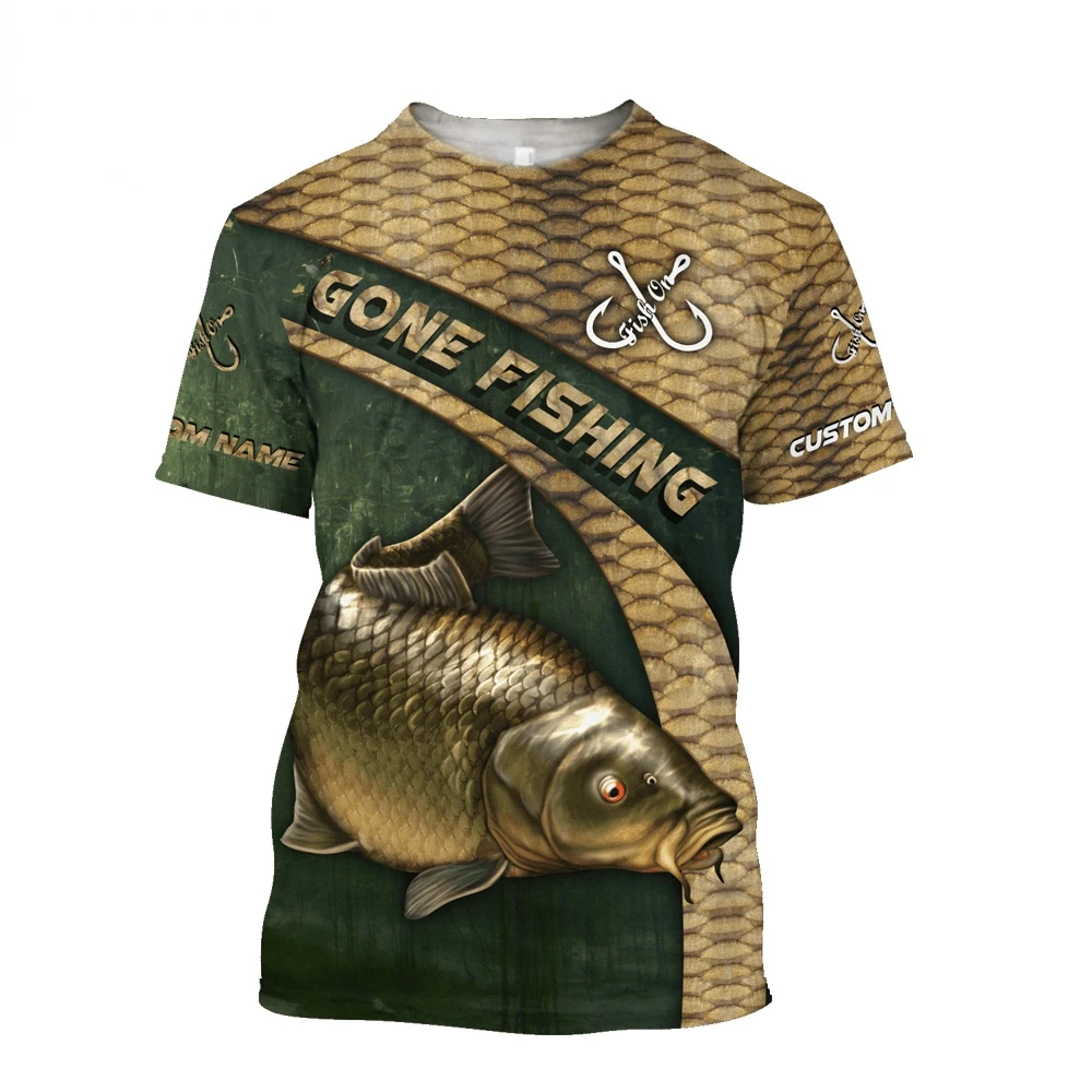 Summer Fishing Camo 3D Printed Fashionable Cool Tuna T Shirts Men's Shirts Round Neck Short Sleeves Loose Casual Comfort T-shirt