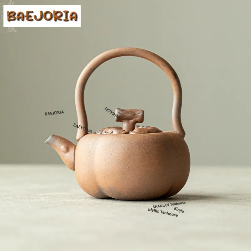 

150ml Coarse Pottery Persimmon Handle Teapot Luxury Tea Infuser Pot Tea Making Kettle With Strainer Cha Accessories Ornaments