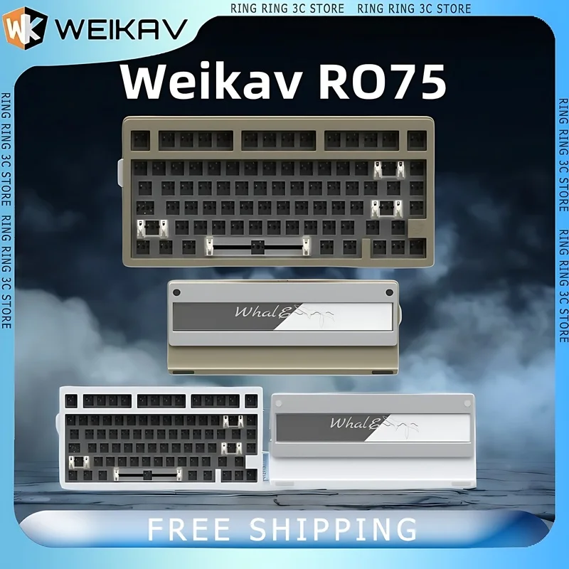 

Weikav RO75 Mechanical Keyboard Kit Wired RGB Hot-Swap Support QMK /VIA PC Gaming Keyboard CNC Aluminium Alloy Keyboards PC Gift