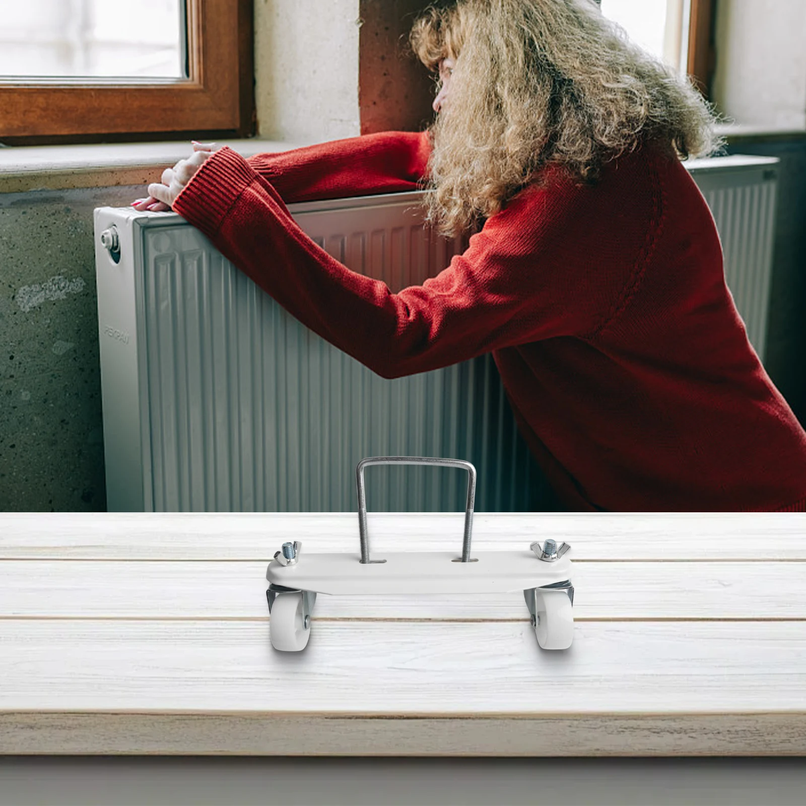 

Набор из 2 подставок на колесах с электрическим обогревателем и поворотными роликами, мобильность на 360 градусов для различных марок радиаторов, рама из углеродистой стали