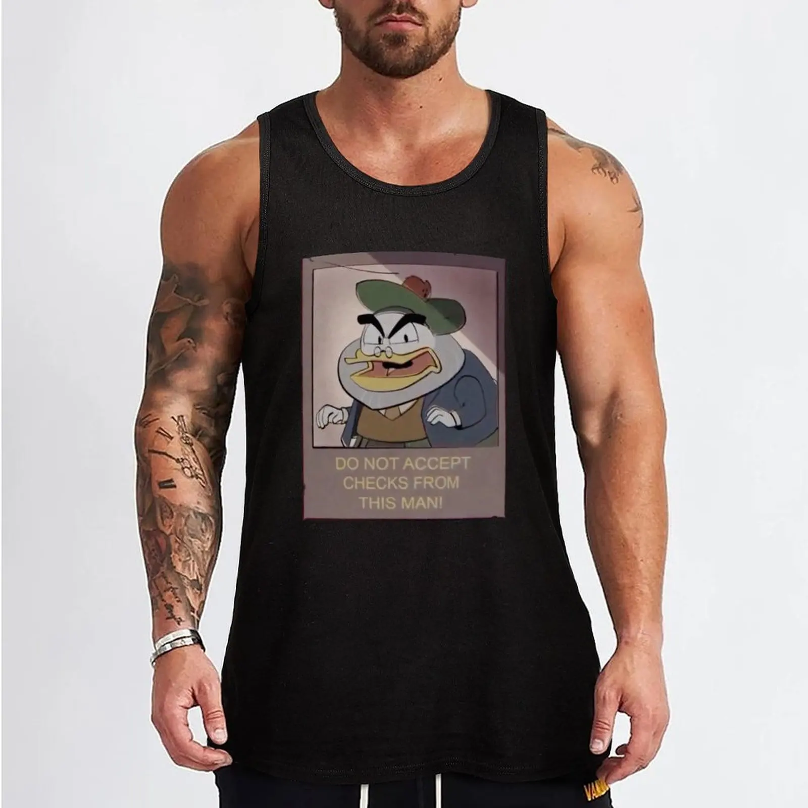 Flintheart Glomgold: DO NOT ACCEPT CHECKS FROM THIS MAN Tank Top bodybuilding man Sleeveless men Bodybuilding shirt