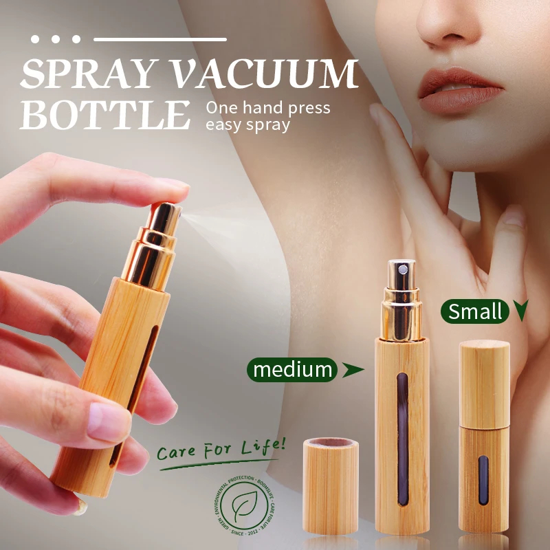 1pc 5ml 10ml Bamboo Wood Bottle Perfume Spray Refillable Bottles Travel Empty Container Makeup Water Atomizer Bottle for Girls