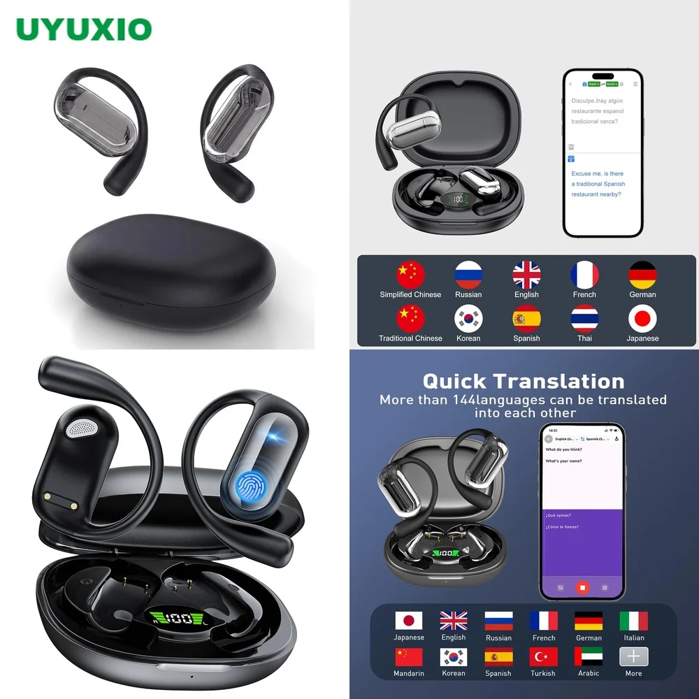 Language Translator Device BT 5.4 4 Modes Real-Time Translation OWS Earbuds No Subscription Open-Ear 144 Languages OWS Voice