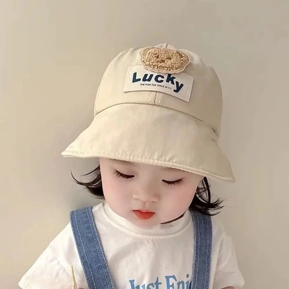 

Summer UV Protection Adjustable Beach Hats Kids Cute Bear Pattern Sun Protection Bucket Hat Sunscreen Hat