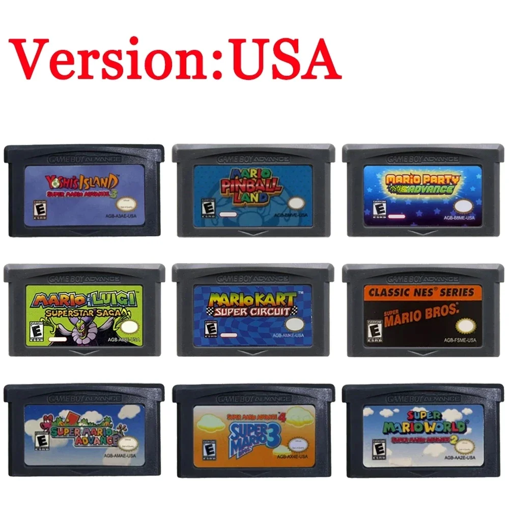 Mario GBA Game Cartridge 32 Bit Video Game Console Card Super Mario Advance Super Mario Bros Mario Kart for GBA