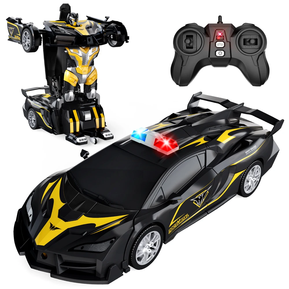RC Car Transforming 1:18 Scale Police Car Toy Robot Birthday Gift for Children Aged 4-7 8-12 6-8 Boys And Girls