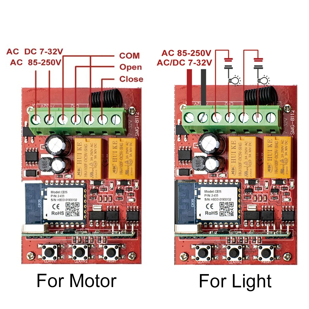 Imagem -06 - Receptor Abridor de Porta de Garagem Inteligente Universal Controle Remoto Abridor Controlador Alexa Scs Sentinel Tuya Wi-fi 433mhz 7250v