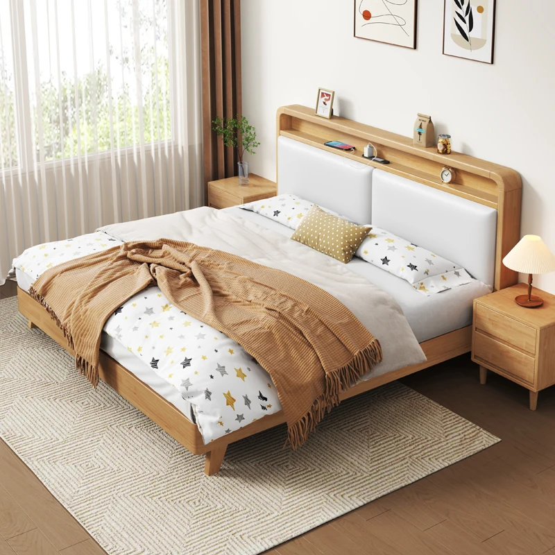 Beauty Simple Bed Sun Wooden Floor Castle Luxury Queen Double Bed Modern Girls Design Princess Cama Solteiro Home Furniture