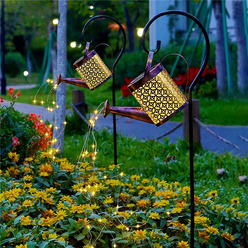 

Solar Watering Can Light Outdoor Decorative Hanging Lantern Metal Waterproof Solar Garden Light Gift for Table Patio Yards Lawn