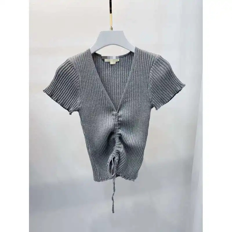 

Новый женский кардиган из полиэфирного волокна с V-образным вырезом и ярким полосатым узором, весна-лето