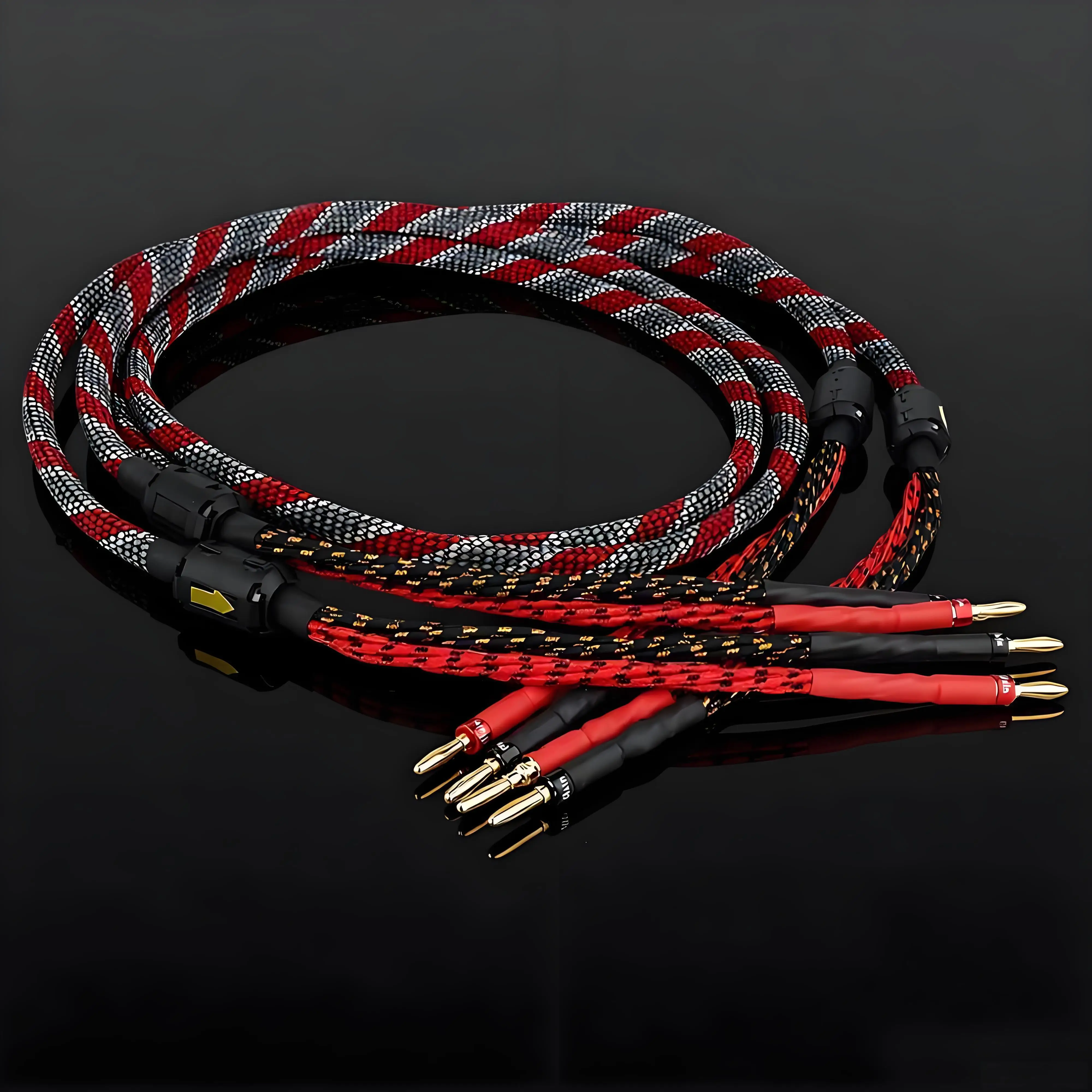

Pair Oxygen-Free Copper OFC HiFi Speaker Cable Audio Amplifier Banana Spade Plug Speaker Wire