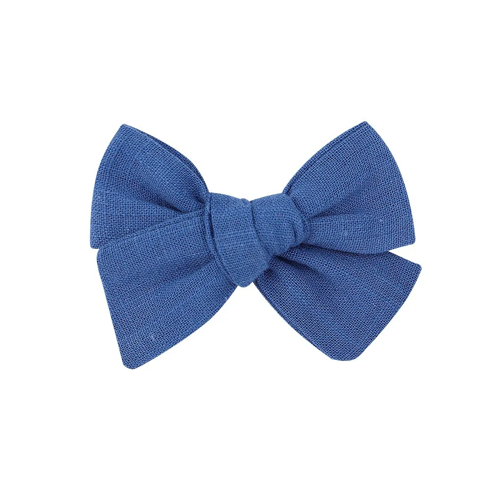 Solid Color Kids Bows Hair Clips For Baby Girls Cotton Bowknot Hairpins Children Barrettes Headwear Hair Accessories