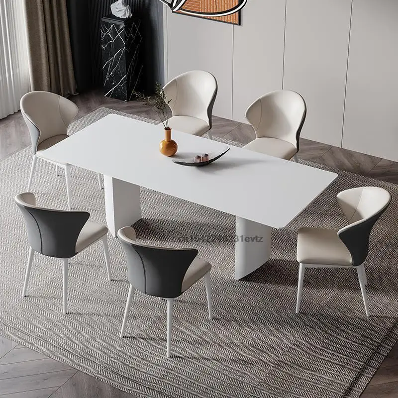 Moderne Minimalistische Eettafel En Stoel Set Op Maat Gemaakt Rotsplaat Tafelblad Keukenmeubilair Italiaanse Stijl Eetkamer Tafels