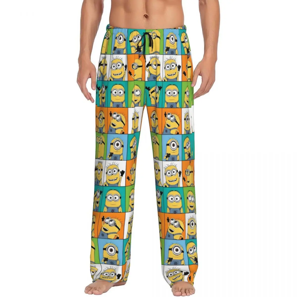 Custom M-Minions  Cartoons Movies Pajama Pants Sleepwear Men's Elastic Waistband Comic Hot Sleep Lounge Bottoms with Pockets