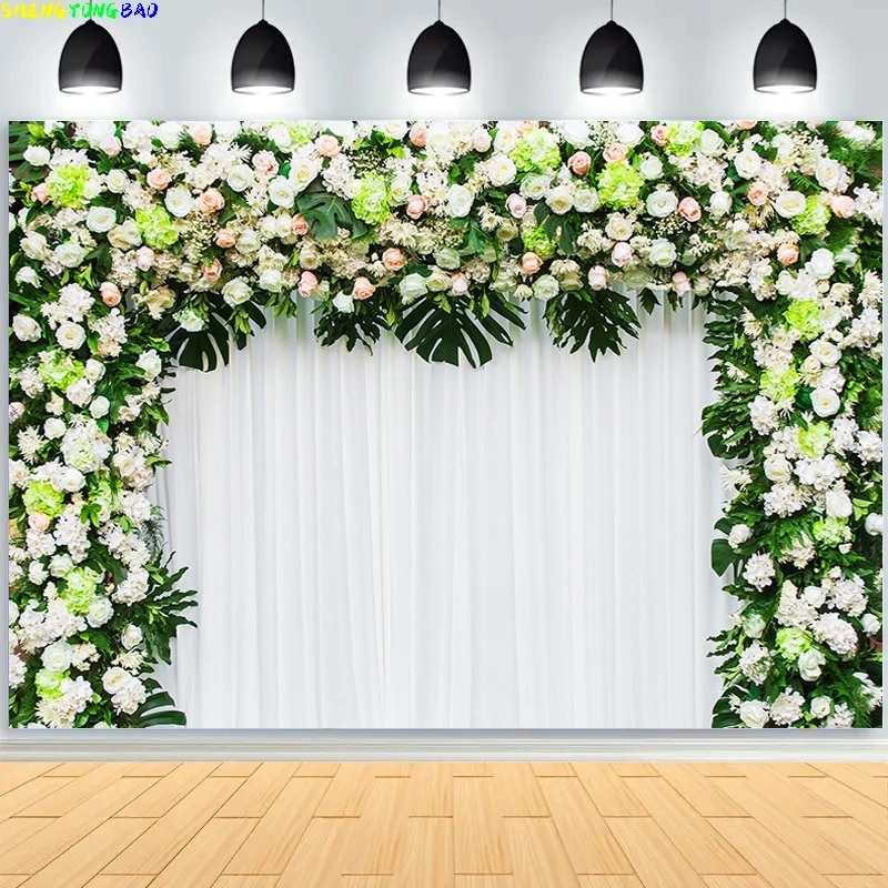 

Wedding Scene Arch Flower Photography Backdrops Props Flora Curtain Valentine's Day Decors Theme Photo Studio Background FL-14