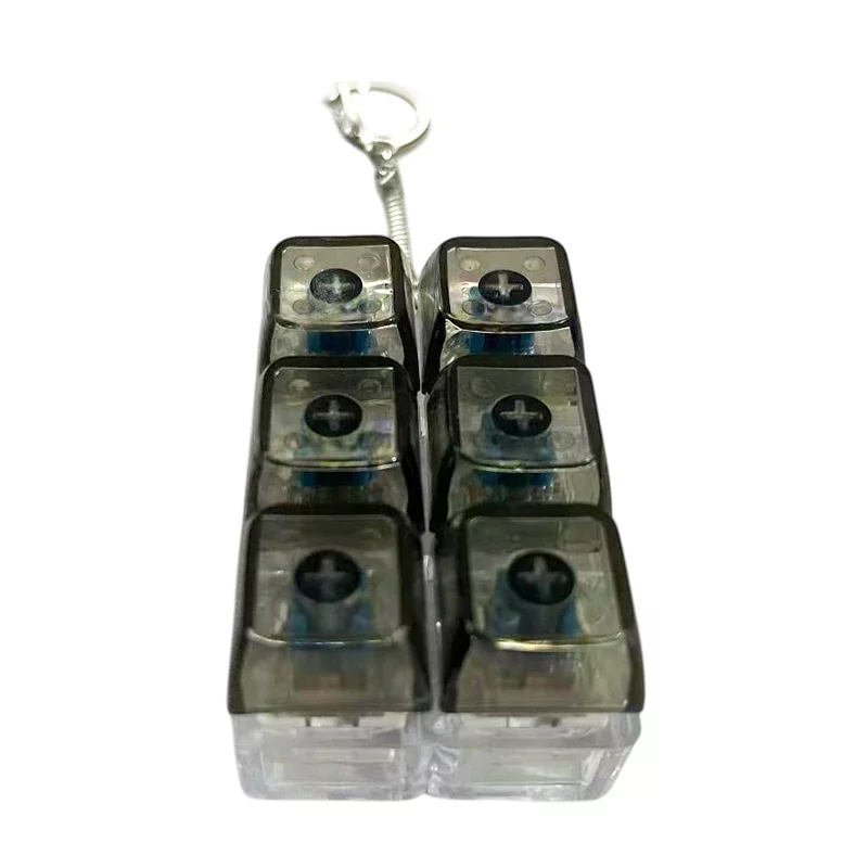 6/4Keys Finger Button Anti-stress Toys Keychain Mechanical Keyboard Axis Tester Keycaps With LED Lights Finger Keyboard Caps Toy