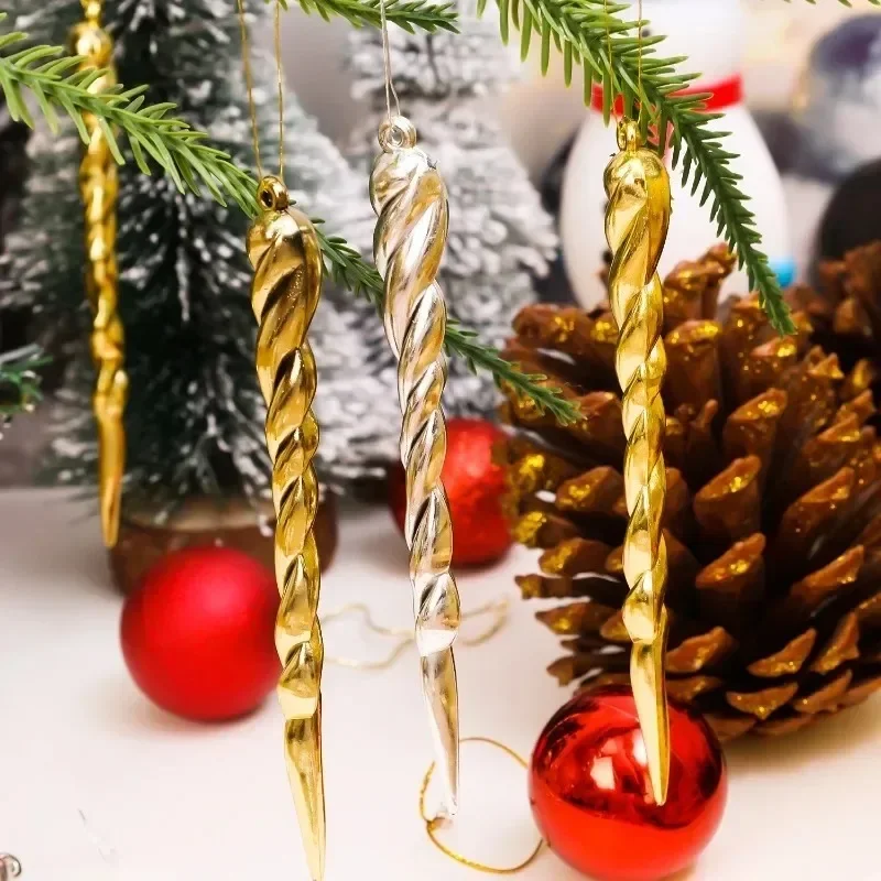 24/12 قطعة شجرة عيد الميلاد معلقة جليد عيد الميلاد محاكاة الذهب الفضة جليد زخرفة DIY بها بنفسك عيد الميلاد السنة الجديدة زينة لحفلات المنازل