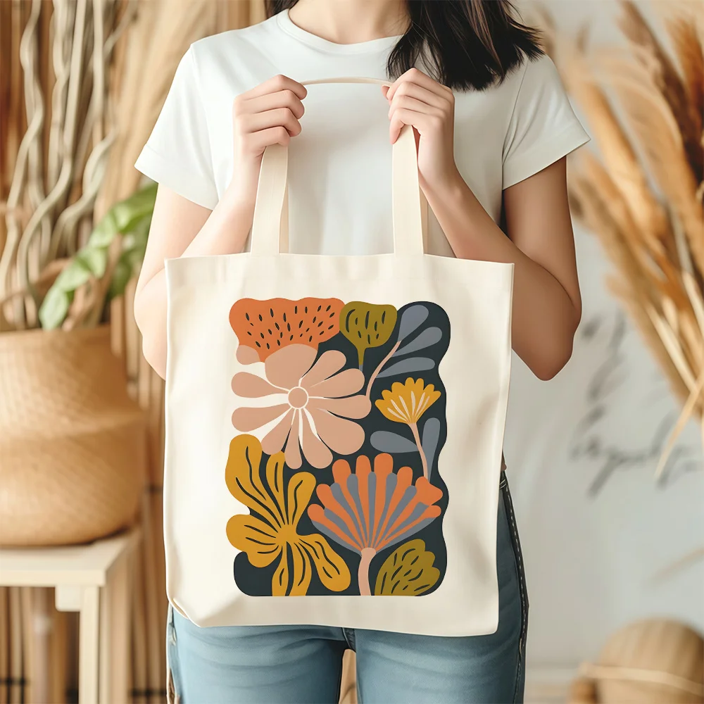 Abstract Geometric Flower Canvas Bag Modern Art Print for Fashion Lovers Home Decor