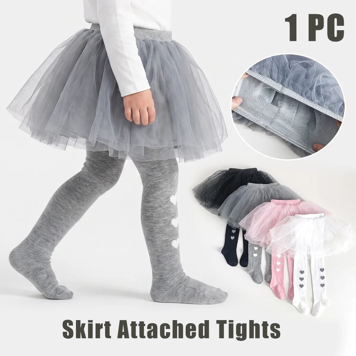 1 Pack Kids Tights with Skirt, Simple & Cute, Ideal for Baby Girls Daily Outfits