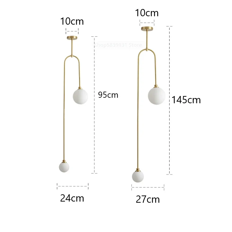 Imagem -04 - Nórdico Moderno Luzes Pingente Sala de Jantar Cozinha Pendurado Luzes Led Bola Vidro Cabeceira em Forma u Haste Metal Luminárias