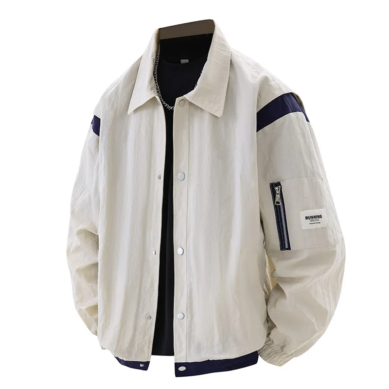 

Lapel Jacket Men's Spring and Autumn Fat Plus Size Men's Loose Versatile Tooling Jacket Top