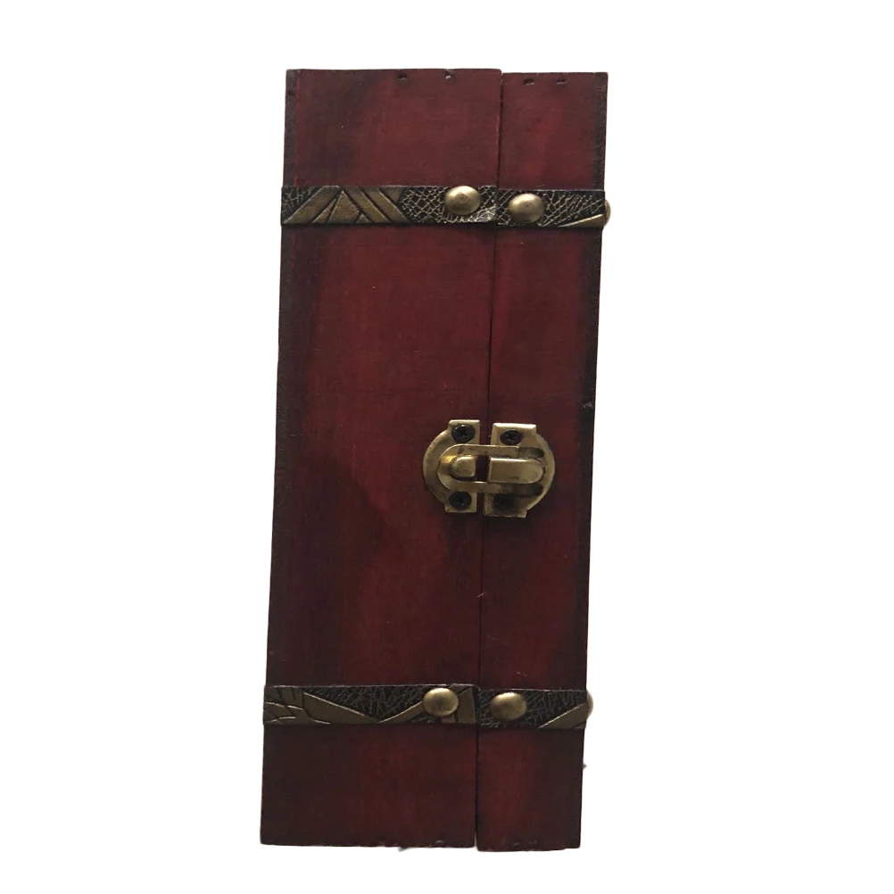 

Rusty Bronze Fasteners Vintage Wood Box Carved Pattern Jewelry Storage Organizer Gift Files Daily Articles Wooden Treasure Case