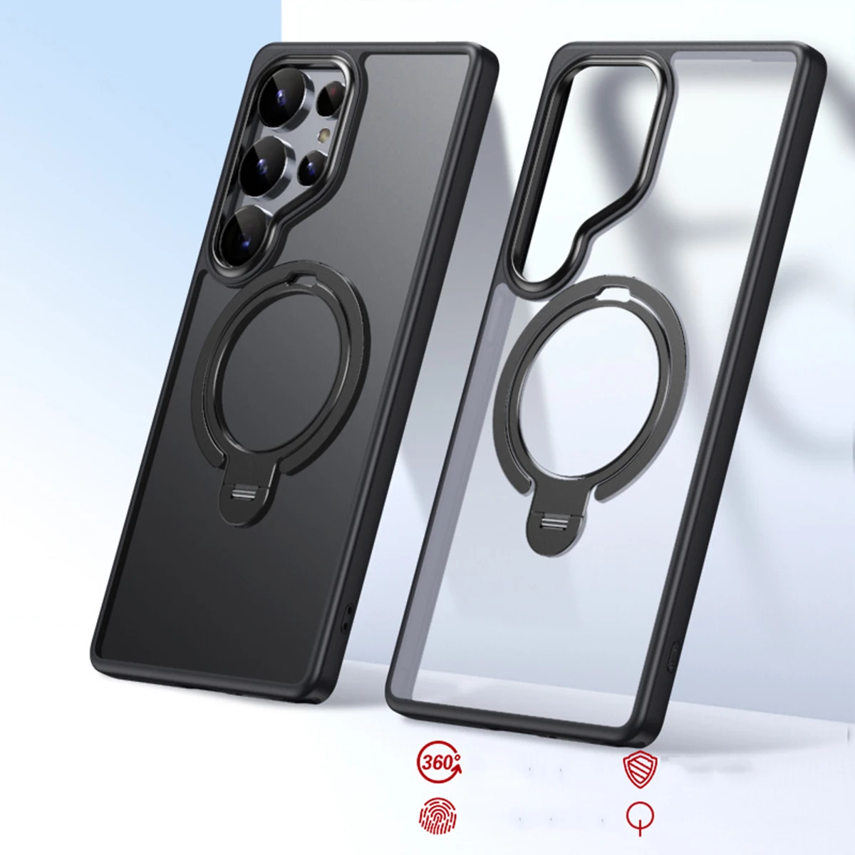 Matte Case for Samsung Galaxy S26/S26 Plus/S26 Ultra 360 Spin Magnetic Stand MIL STD Protection Shockproof Invisible Ring Holder
