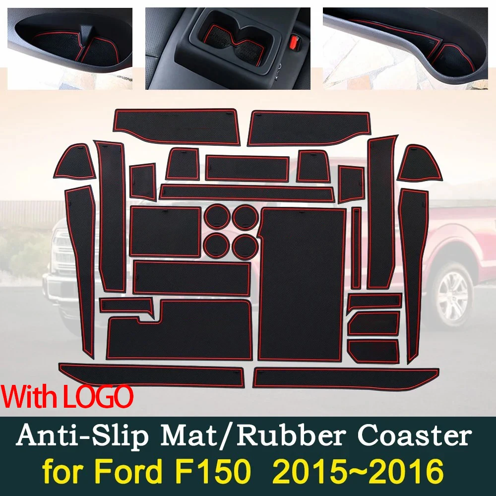 

29pcs Anti-Slip Dirty Gate Mats Cup Groove Pads for Ford F150 F-150 2015 2016 Car Styling Interior Creative Accessories Stickers