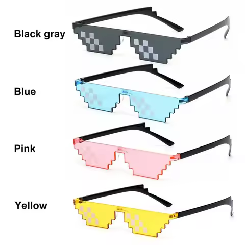 Funny Mosaic Sunglasses Thug Life Sun Glasses Pixel Black Retro Gamer Robot Sunglasses Birthday Party Cosplay Favors