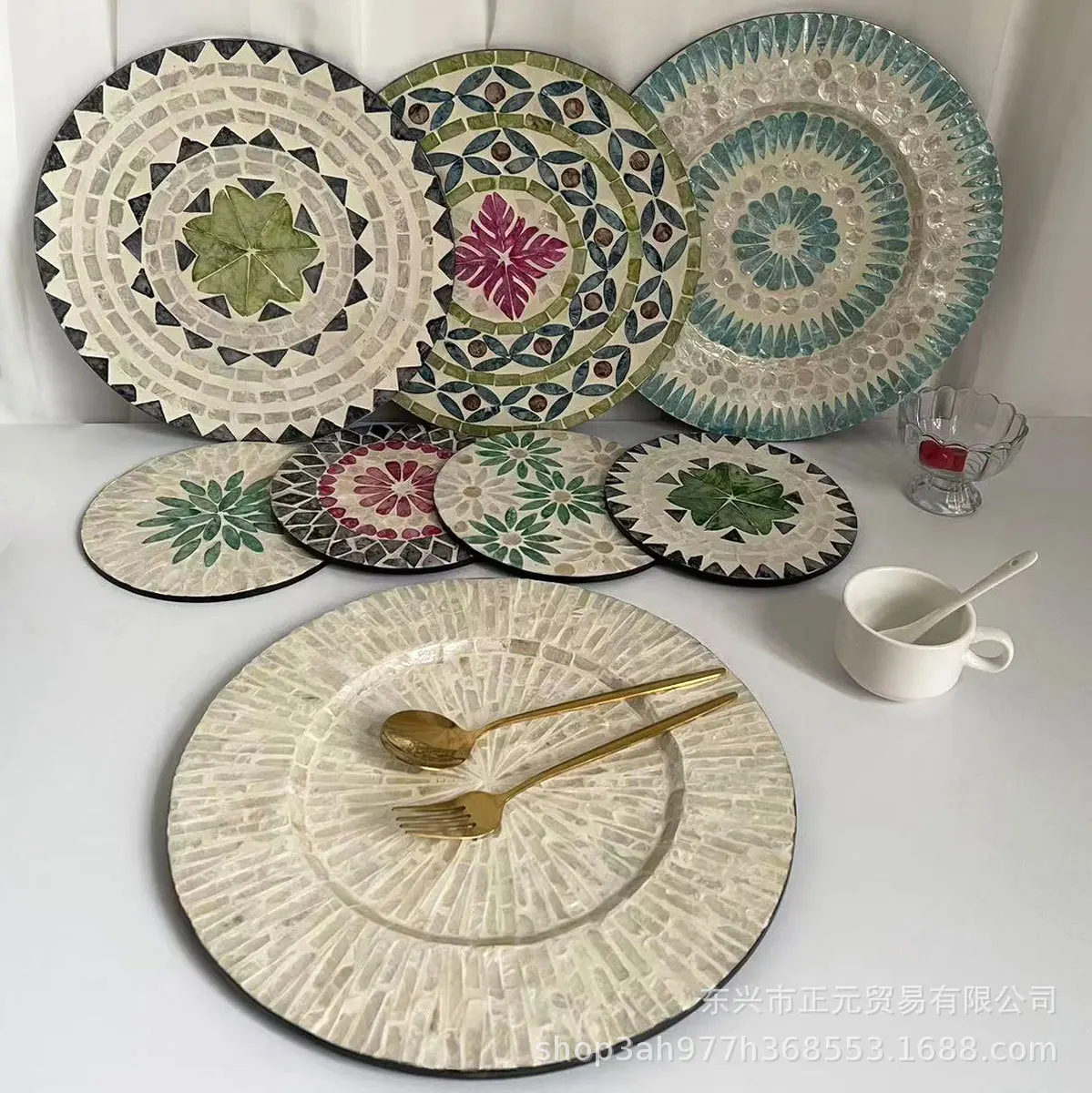 

Shell placemat decorative plate Color coaster Creative decorative plate Desktop insulation mat mat steamer cooker steam