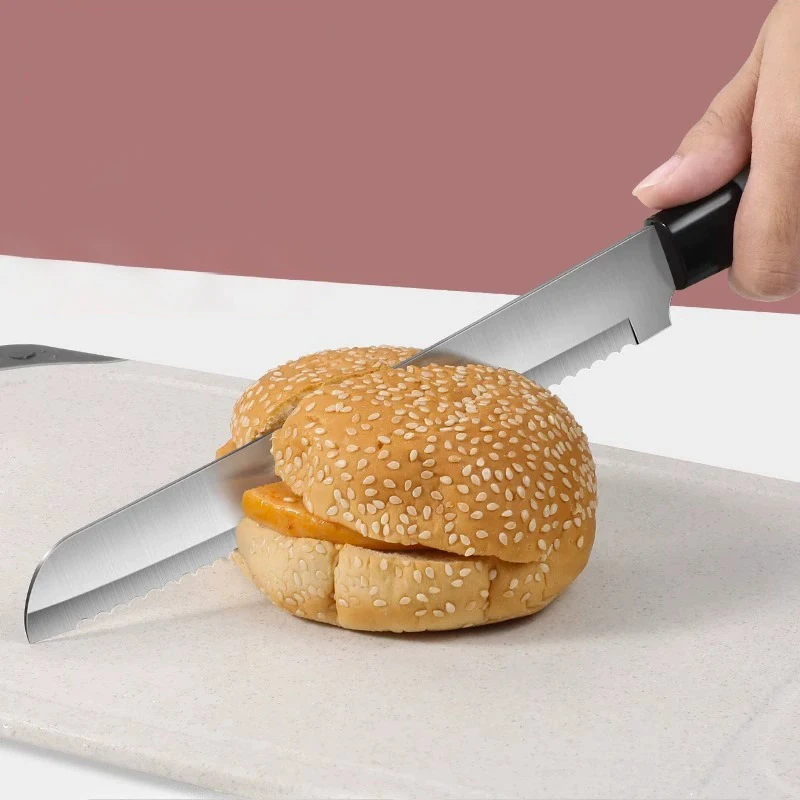 PLYS JXKnife-Couteau dentelé en acier inoxydable, outil de cuisson de cuisine pour la coupe de baguette et de toast, 7.5 pouces