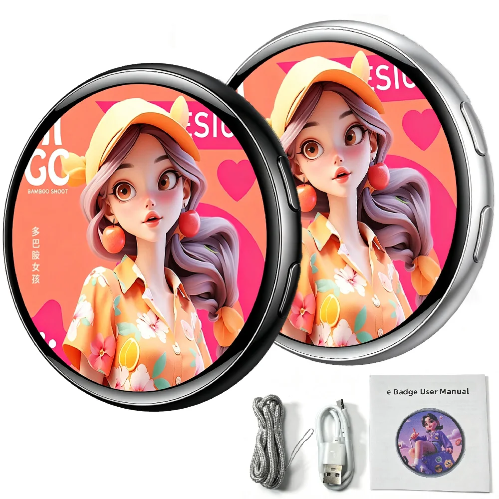 1PCS For E-Badge HD Dynamic Display Smart Pin for E-Badge Bluetooth Anime Digital Pin with App Control for Photos & Animations